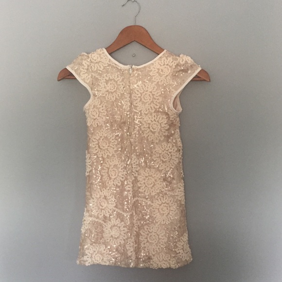 Cream Sequin Fitted Dress - Picture 4 of 4